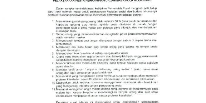 surat edaran wali kota bengkulu soal acara pernikahan