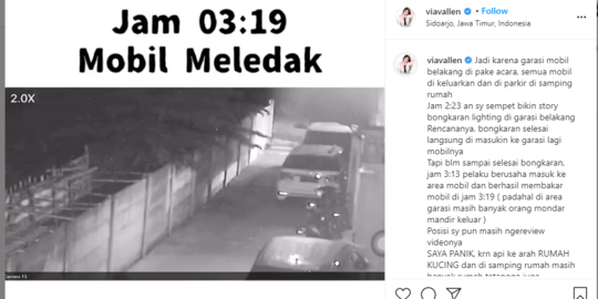 Via Vallen Unggah Rekaman CCTV saat Pelaku Bakar Mobilnya, Ledakannya Dahsyat