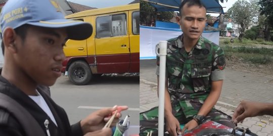 Bikin Haru, Anggota TNI Borong Dagangan Penjual Telur Gulung yang Ingin jadi Prajurit