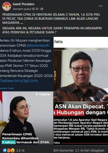 unggahan facebook tentang pemecatan pns