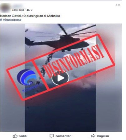 tidak benar helikopter buang jenazah covid 19 ke laut