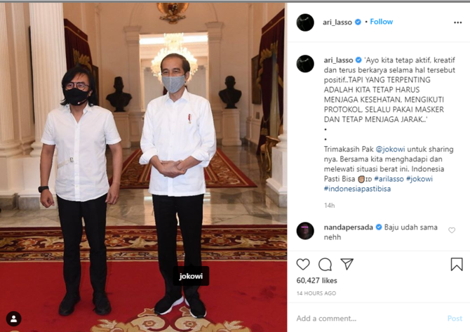 ari lasso unggah foto bareng jokowi