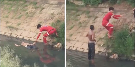 Viral Video Pria Dikira Mayat Terapung di Kali, Ternyata Cuma Berendam