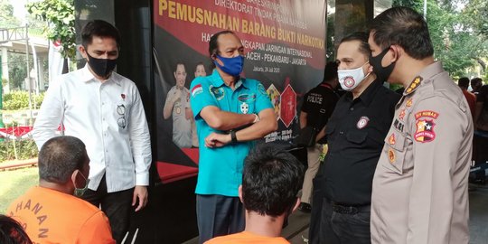 Polri dan BNN Musnahkan Barang Bukti 175,6 kg Sabu dan 300 Butir Ekstasi