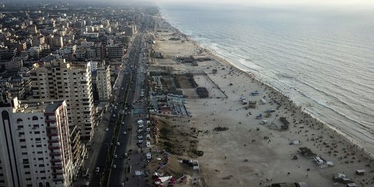 Potret Pesisir Kota Gaza dari Ketinggian