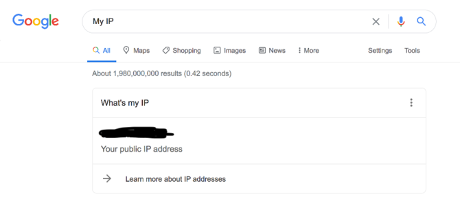 cara melihat ip address