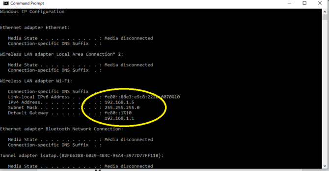 cara melihat ip address