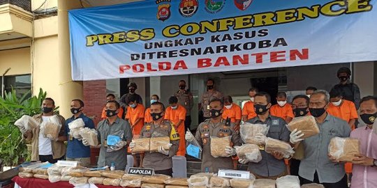 Polda Banten Ringkus 9 Pelaku Pengiriman Ganja 159 Kg dari Aceh