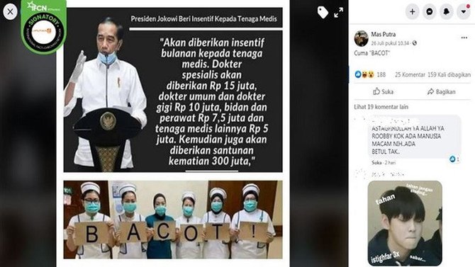 hoaks insentif untuk tenaga medis hanya omong kosong