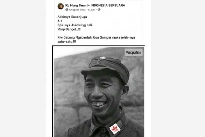 hoaks foto ayah jokowi seorang komandan pki