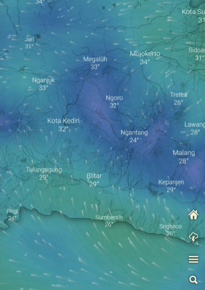 cuaca ekstrem dan angin kencang di nganjuk