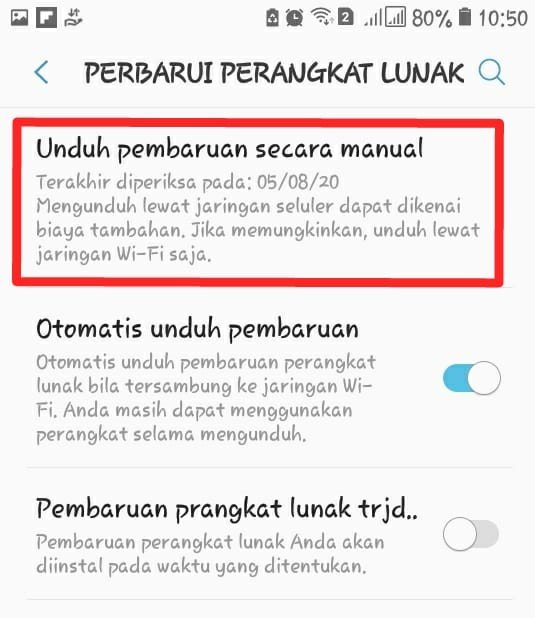 cara update android