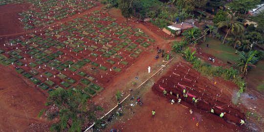 Pantauan Udara Area Pemakaman Korban Covid-19 di TPU Pondok Ranggon