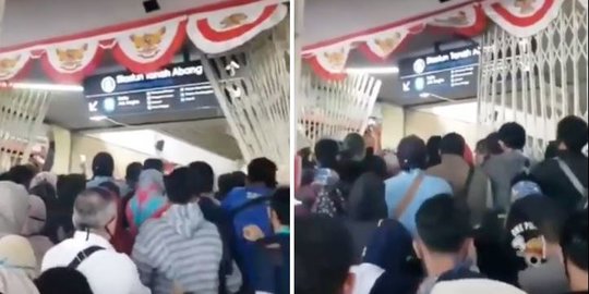 Penumpang KRL Stasiun Tanah Abang Berdesakan Rusak Pagar, Warganet Ingatkan Covid-19