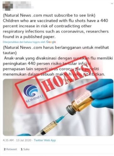 unggahan facebook tentang anak anak yang diberi vaksin flu