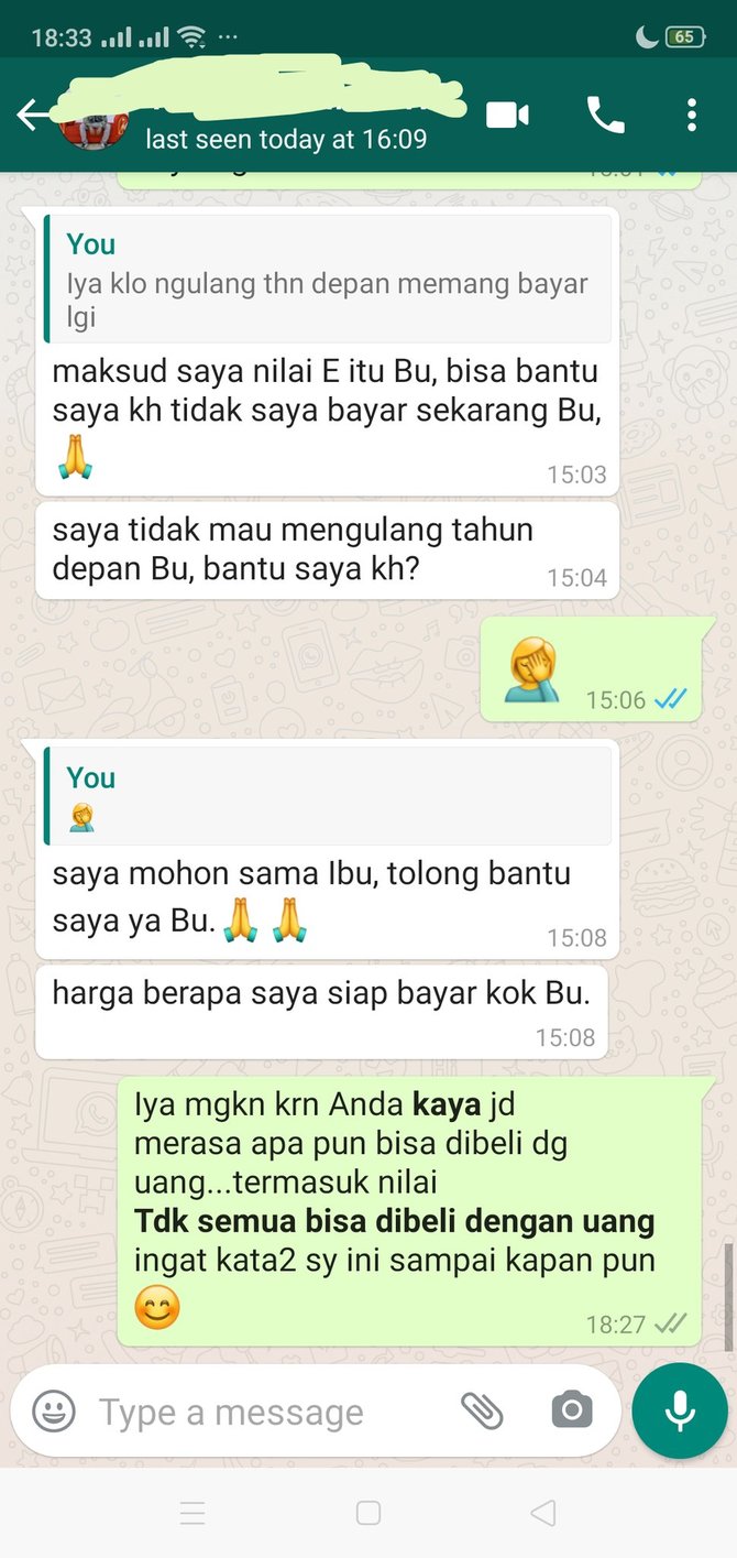 viral pesan mahasiswa hendak menyogok sang dosen