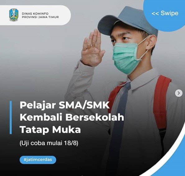 uji coba pembelajaran tatap muka di sekolah untuk siswa smasmk di jatim