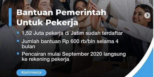 Bantuan Pemerintah untuk Pekerja Jatim Cair September, Ini Syarat dan Ketentuannya