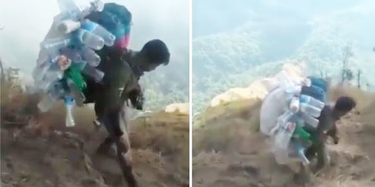 Tak Hanya Mendaki Gunung, Ini Aksi Mulia Pria Kumpulkan & Bawa Turun Ratusan Sampah