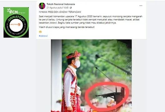 cek fakta tidak benar foto sepucuk senjata mengarah ke perut jokowi