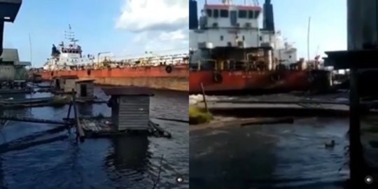 Viral Kapal Tanker Tabrak Jamban WC, Warga Sedang BAB Lari Terbirit-birit