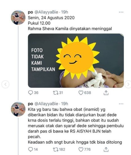 bayi meninggal karena bidan beri obat dosis tinggi