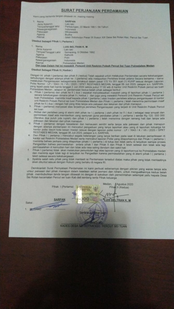 saksi yang disiksa polisi di medan cabut laporan