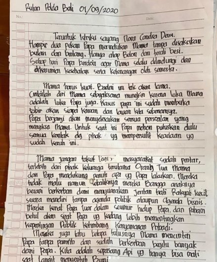 surat bli jerinx dari bui buat sang istri