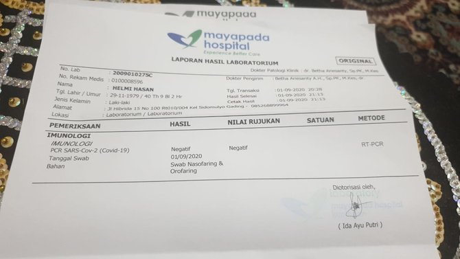 hasil tes swab wali kota bengkulu helmi hasan dinyatakan negatif covid 19