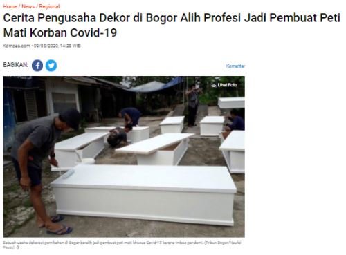 tayangan berita tentang pembuat peti mati