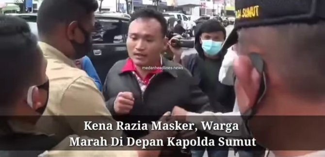 kena razia masker pria ini justru marah marah di depan kapolda sumut