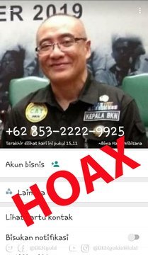 hoaks nomor whatsapp kepala bkn bima haria wibisana