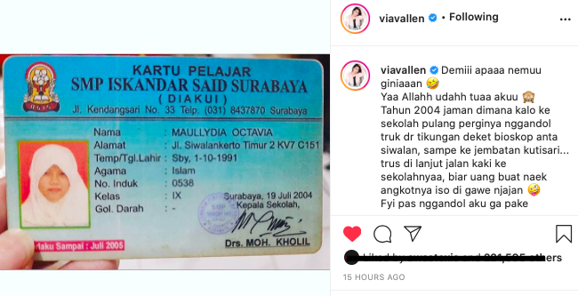 pernah naik truk demi bisa jajan via vallen kenang masa smp lewat foto ini