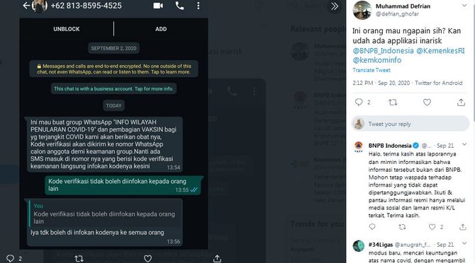 hoaks info grup whatsapp wilayah penularan covid 19 dan pembangian vaksin