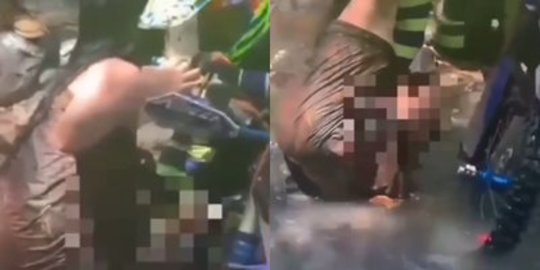 Aksi Tak Terpuji Pemotor Trail Pegang Wanita Berkemben di Sungai, Tertawa Kegirangan