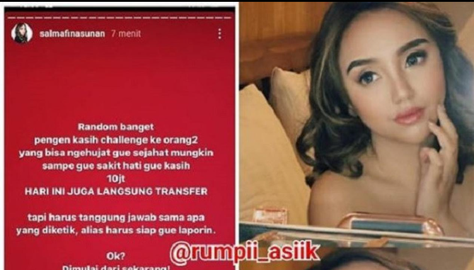 salmafina sunan beri hadiah untuk haters