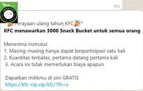 hoaks kfc bagikan 3ribu snack bucket