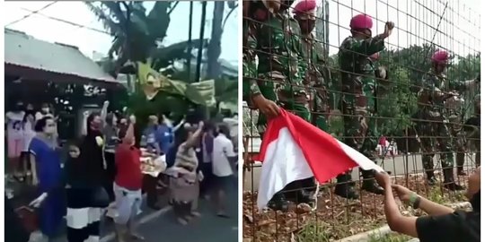 Bikin Merinding, Wanita Ini Sambil Nangis Titip Bendera Merah Putih ke Prajurit TNI