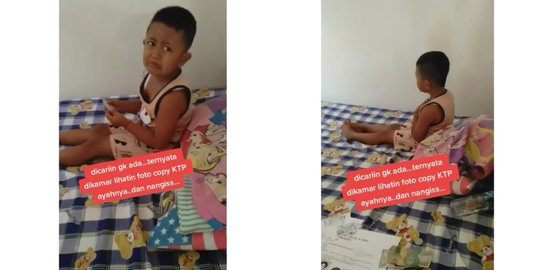 Video Bocah Nangis Sambil Peluk Fotocopy Ayahnya Karena Kangen Bikin Haru