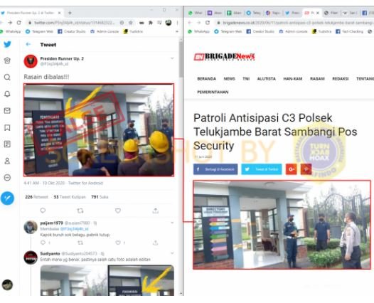 tangkapan layar informasi penutupan pabrik di twitter