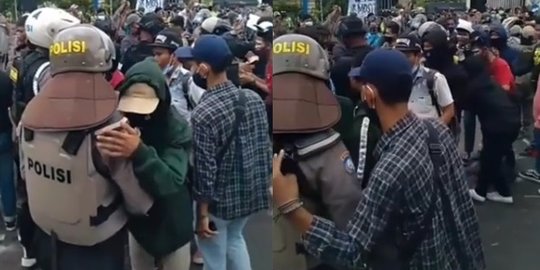 Momen Polisi dan Pendemo Saling Minta Maaf Usai Demo Berlangsung, Bikin Adem