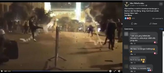 hoaks video massa tendang gas air mata