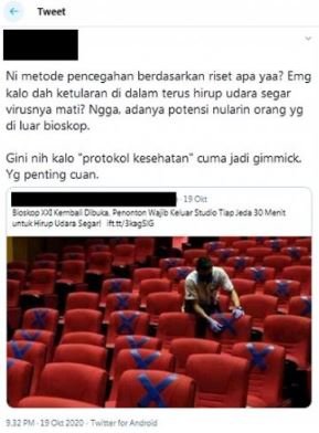 hoaks pengunjung bioskop harus keluar tiap 30 menit sekali