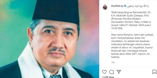 Penuh Haru, Ini Cara Khofifah Kenang Pimpinan Ponpes Gontor Abdullah Syukri Zarkasyi