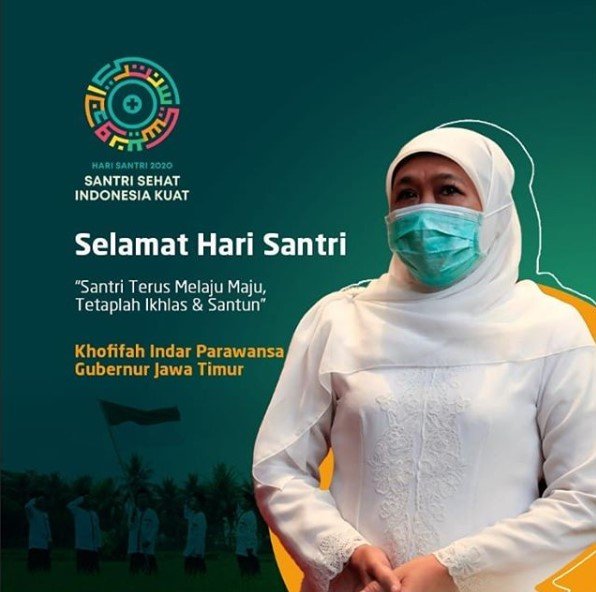 khofifah ucapkan selamat hari santri 2020