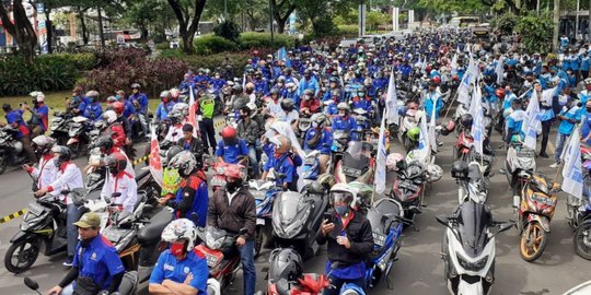 Buruh dari Tangerang Raya Konvoi ke Istana, Ingin Demo Tolak UU Cipta Kerja