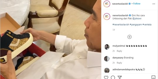 Jokowi Unboxing Sepatu Hasil Kerja Sama Kaesang dan Brand Lokal