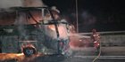 Bus AKAP Sinar Jaya Terbakar di Tol Jagorawi