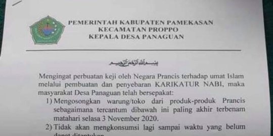 Viral Surat Edaran Kades di Madura Ajak Boikot Produk Prancis