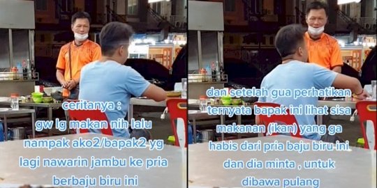 Viral Bapak-Bapak Minta Makanan Sisa di Restoran, Sikap Pria Baju Biru Bikin Salut